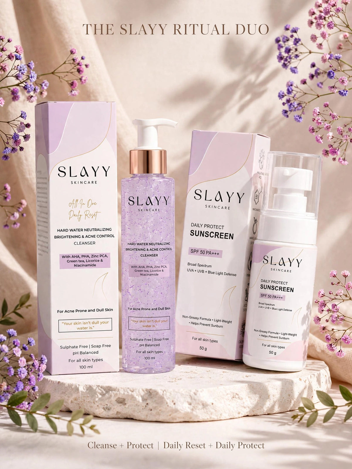 SLAYY Power Duo - Facewash + Sunscreen Combo